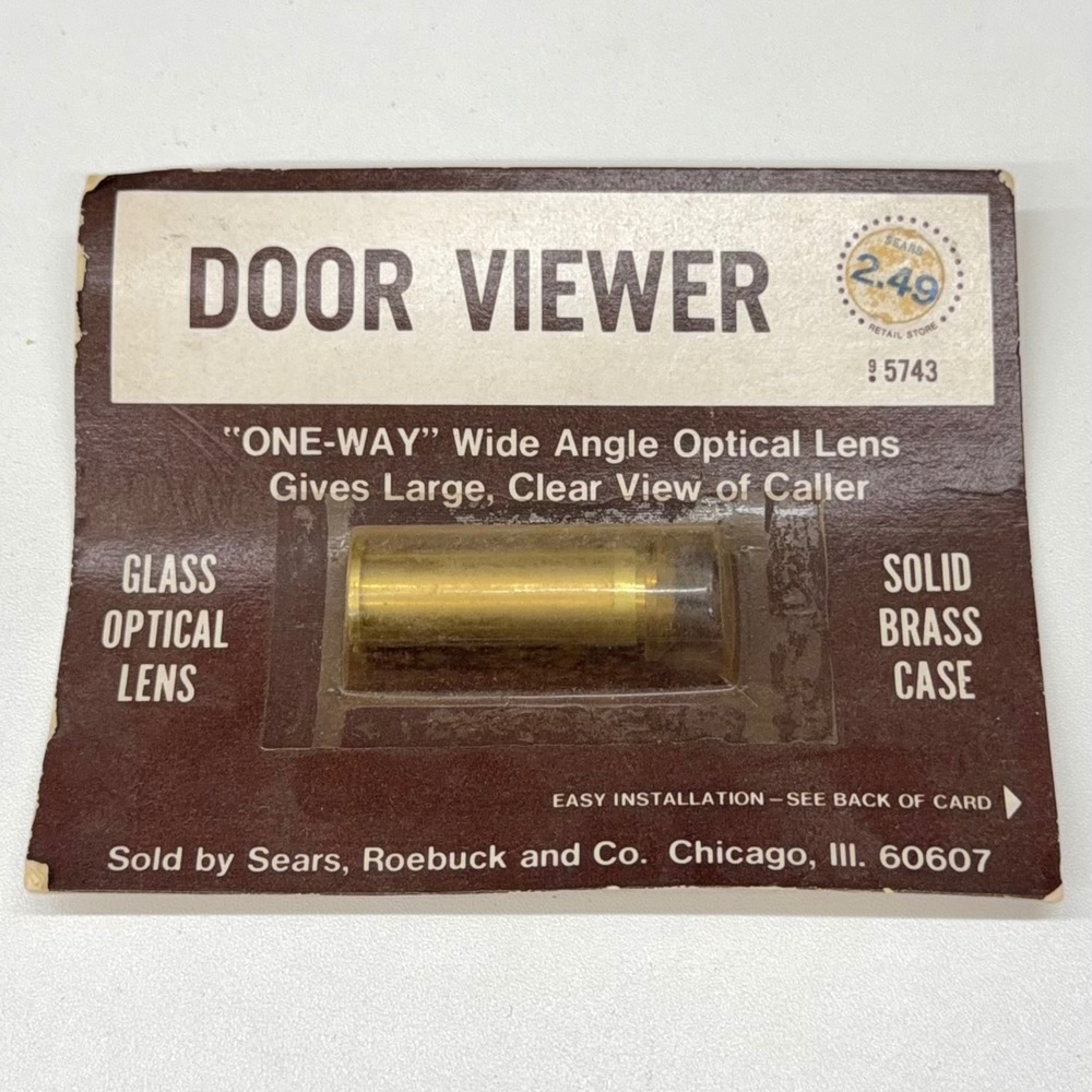 Vintage Sears Solid Brass Door Viewer Peephole One-Way Glass‎ Lens 5743 New